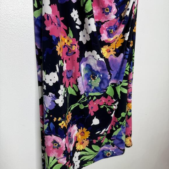 Ralph Lauren Dress Womens Medium Black Floral Sleeveless V Neck Stretch Spring - Picture 4 of 7